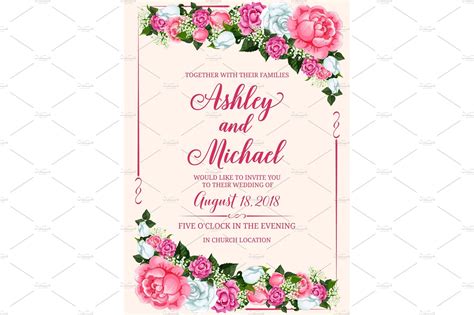 Rose Flower Frame For Wedding Invitation Design Decorative