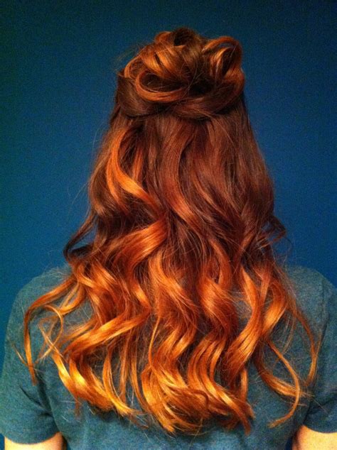 Ombre Natural Brown To Copper Orange Ombre Hair