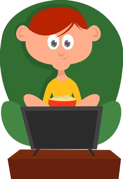 Kid Watching Tv Illustration Vector On White Background 13904353