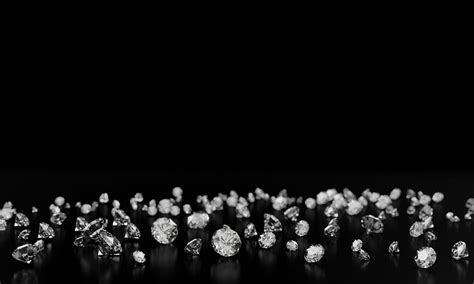 Diamonds On Black Background With Reflect On Surface 3d Rendering