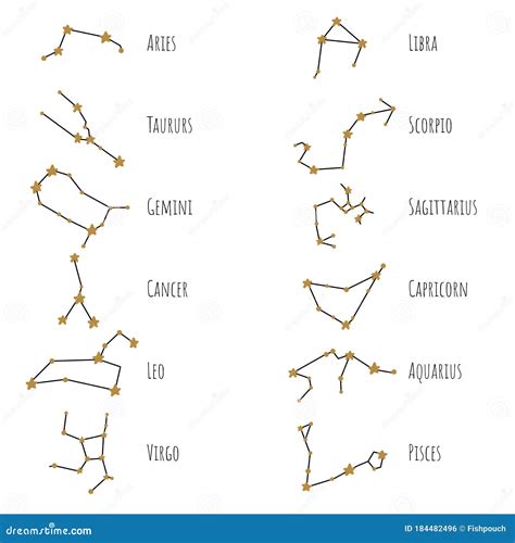 Zodiac Constellations Vector Signs Astrology Symbols Stock Vector