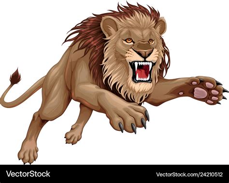 Angry Lion Is Jumping Royalty Free Vector Image