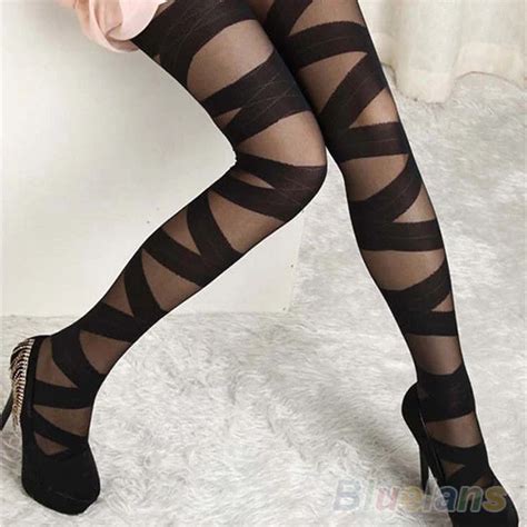 women sexy pantyhose black ripped stretch vintage tights mock stocking 0jr5 in tights from