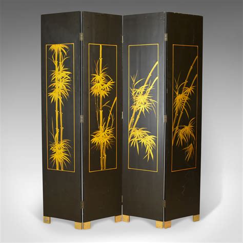 Oriental Four Panel Folding Screen Double Sided Room Divider Partiti