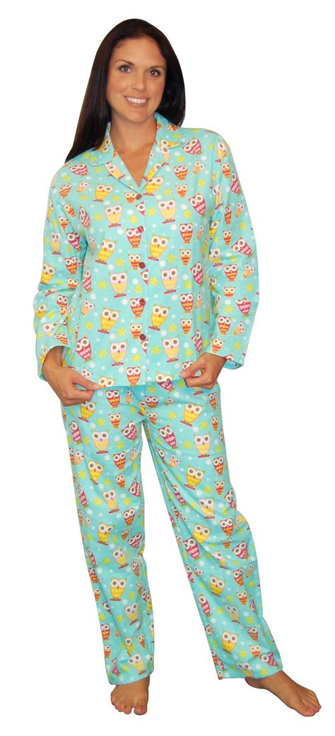 Pajamamania Owls Blue Flannel Pajama Flannel Pajamas Womens Flannel
