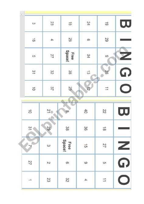 Bingo Numbers Esl Worksheet By Sunfox