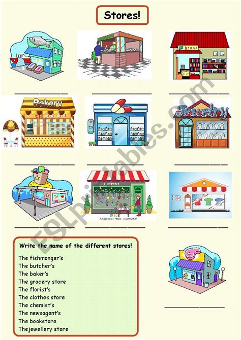 English Vocabulary Types Of Shops Eslbuzz Learning