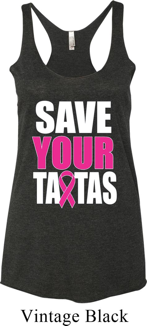 ladies breast cancer tanktop save your tatas tri blend racerback tank save your tatas ladies