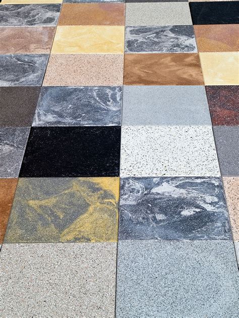 Display Of Different Stone Granite Floor Tiles For Outdoors Garden And