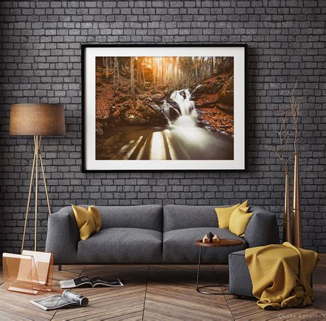 Autumn Waterfall Landscape Print Nature Print By Luke Kanelov