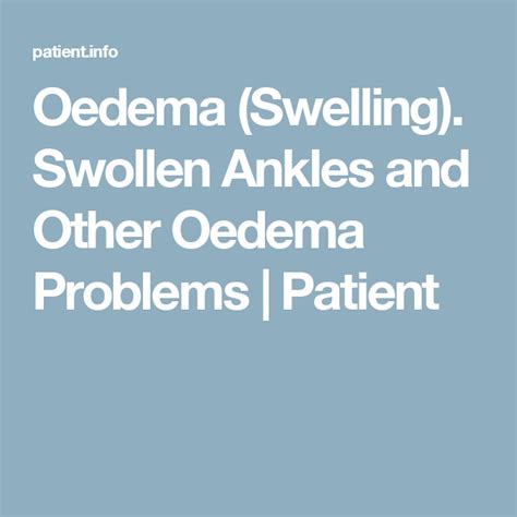 Oedema Swelling Swollen Ankles Water Retention Health