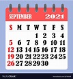 Letter calendar for september 2021 week Royalty Free Vector