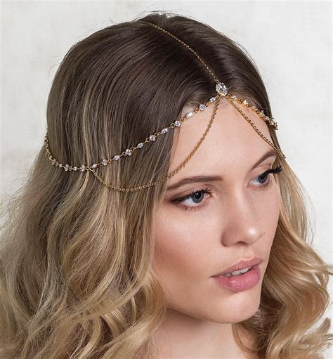 Marquise Crystal And Chain Tiered Headpiece Headpiece Crystal