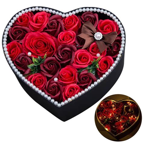 Your birthday guy or gal will love birthday gift baskets overflowing with all of their favorite candies. Romantic Heart Shaped Rose Soap Flower Gift Box Chinese ...