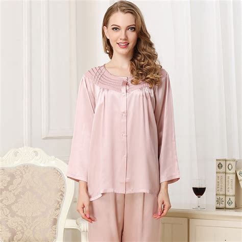 Fashion Elegant 100 Silk Pajama Sets Womens 19 Momme O Neck Short