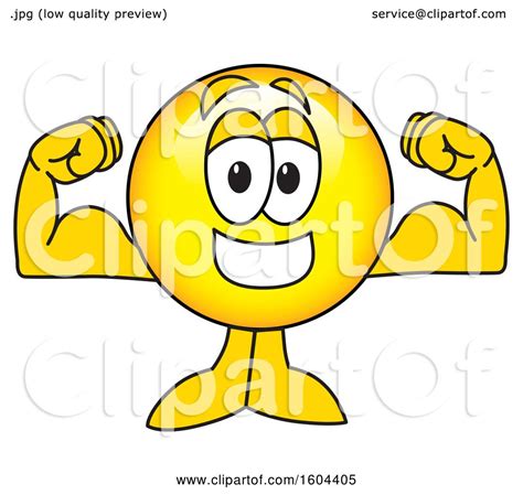 Clipart Of A Smiley Emoji School Mascot Character Flexing His Muscles