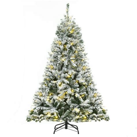 Homcom 6ft Snow Flocked Christmas Artificial Tree With 928 Branches 250