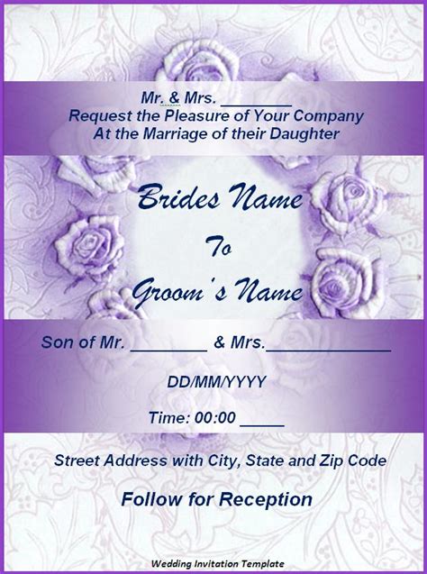 Free Wedding Invitation Template Free Word Templates