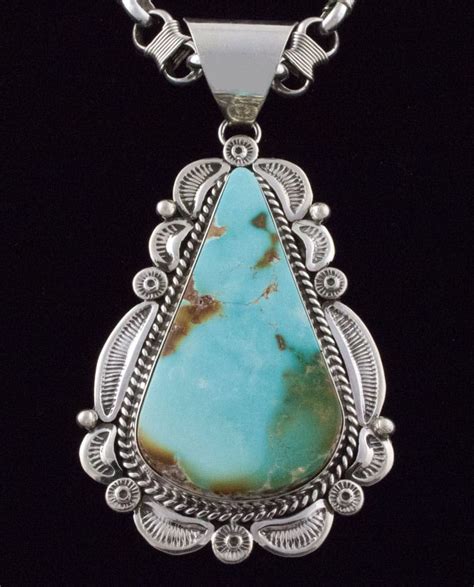 Navajo High Grade Natural Royston Turquoise Necklace Nl Native