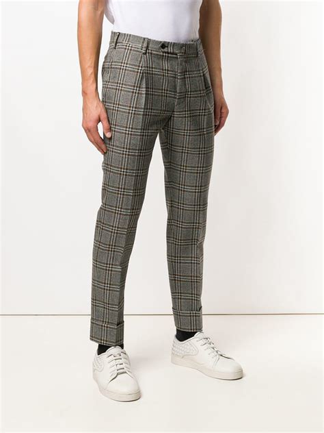 Pt01 Wool Checked Trousers In Brown For Men Lyst
