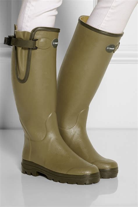 Lyst Le Chameau Vierzon Leather Lined Rubber Boots In Green