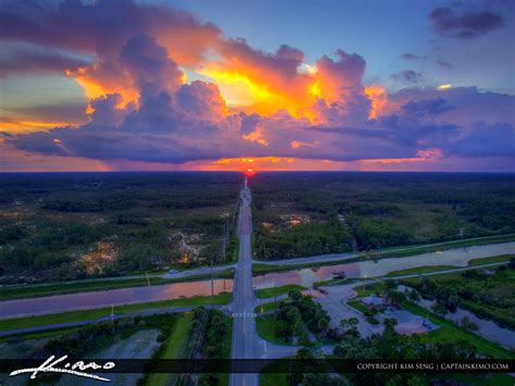 Sunset Road Palm Beach Gardens Florida Royal Stock Photo