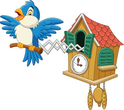 Premium Vector Cuckoo Clock With Blue Bird Chirping