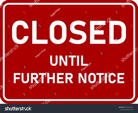 Closed Until Further Notice Red Horizontal Stock Vector Royalty Free