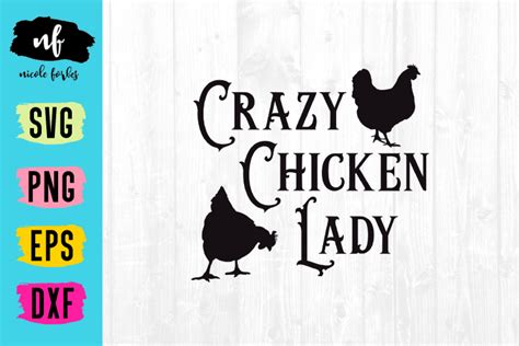 Crazy Chicken Lady Svg Cut File 89130 Svgs Design Bundles