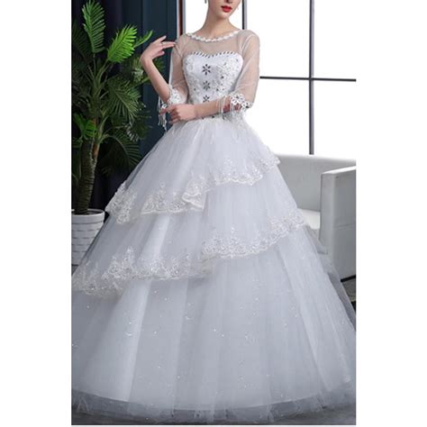 Unomatch Junior Lace Decorated Ball Gown Wedding Dress