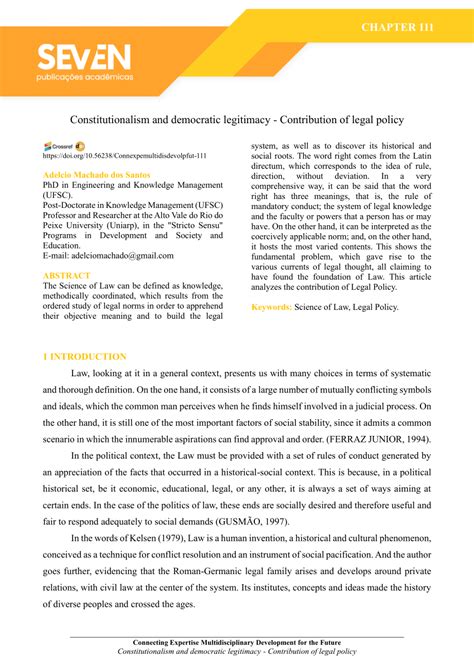 Pdf Constitutionalism And Democratic Legitimacy Contribution Of Legal Policy