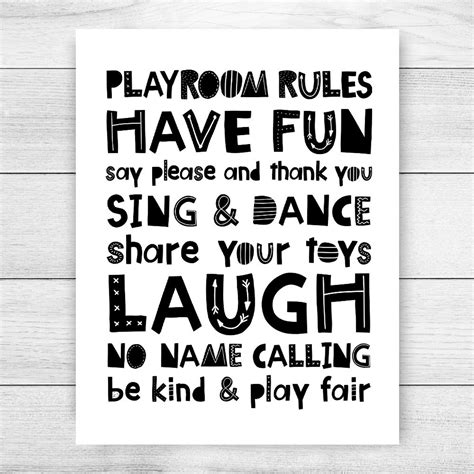 Playroom Rules Printable Art Playroom Wall Art Monochrome Etsy Australia