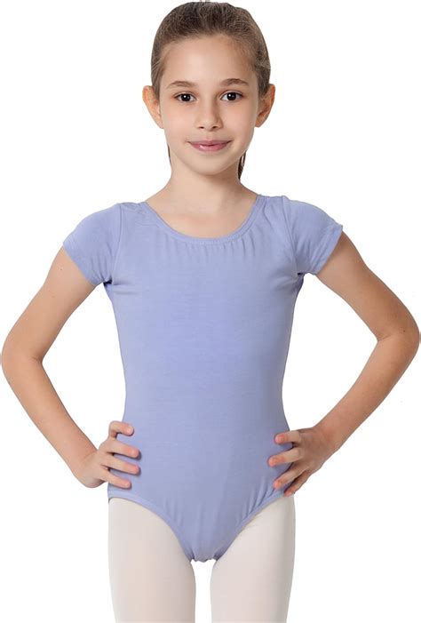 Caomp Girl’s Gymnastics Leotards Short Sleeve Organic Cotton Spandex Dance Size 3