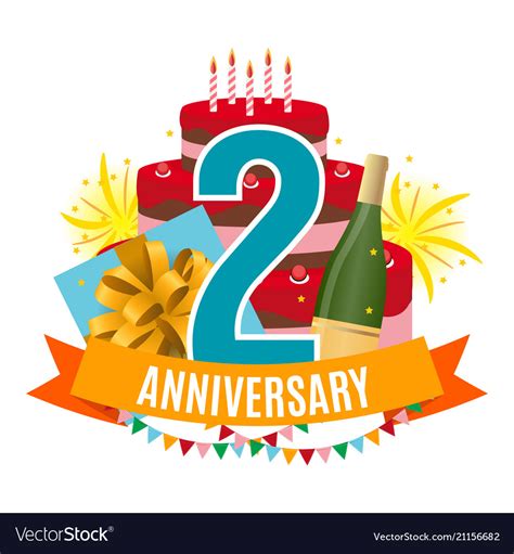 Template 2 Years Anniversary Congratulations Vector Image