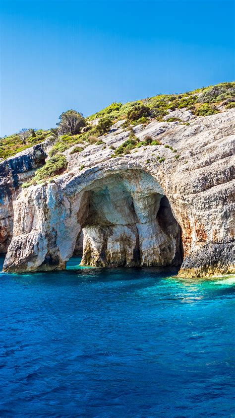 Blue Caves With Crystal Clear Waters On Zakynthos Island Greece
