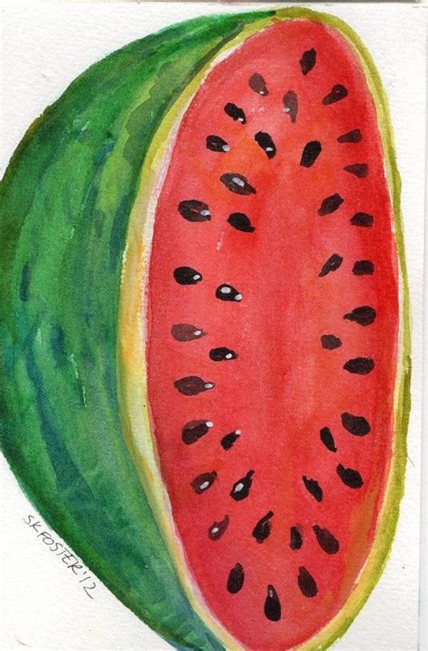 Watermelon Watercolor Painting Fruit Series 4 X 6 Original Etsy