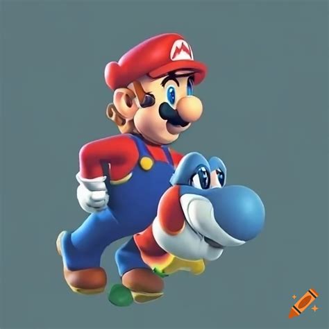 Mario Riding Yoshi In A Video Game Scene On Craiyon