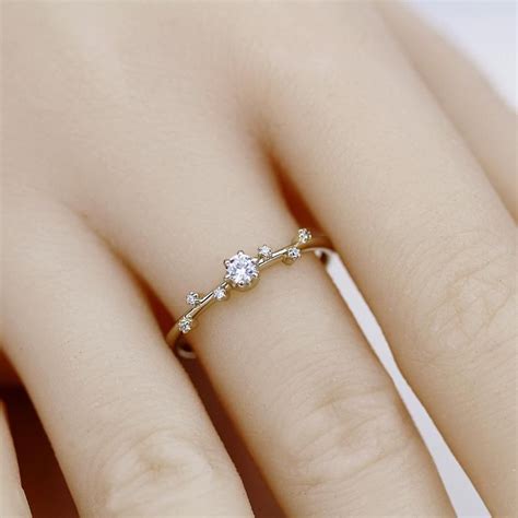 Simple Diamond Ring Delicate Engagement Ring White Diamond Ring