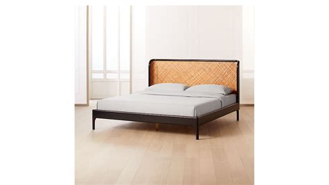 Miri Modern Black And Rattan Bed Cb2 Rattan Bed Modern King Bed