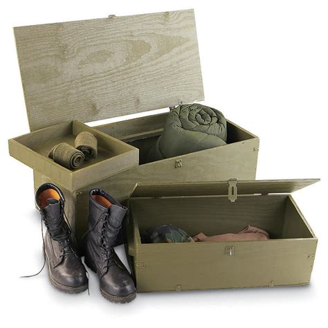 2 Us Military Style Wooden Footlockers Od 132820 Storage