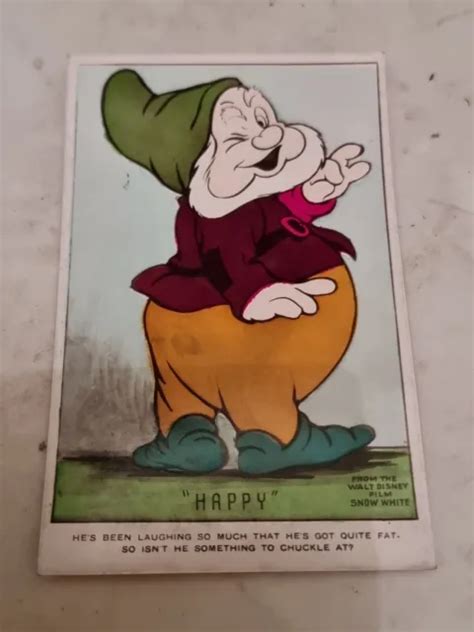 Postcard Walt Disneys Snow White And Seven Dwarfs Happy Vintage