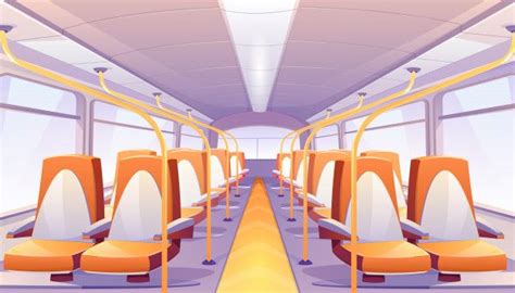 Bus Vide Avec Des Sièges Orange Vecteur Gratuite Cartoon Background