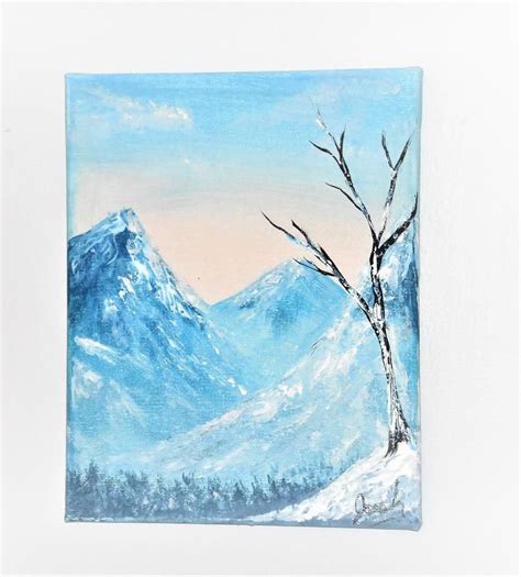 Snowy Mountain Handcrafted Acrylic Landscape Painting