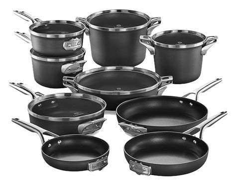cookware stackable calphalon saving space premier anodized hard pots pans
