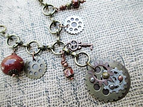 Steampunk Bead Necklace Beaded Jewelry Handmade Long Boho Etsy Hand