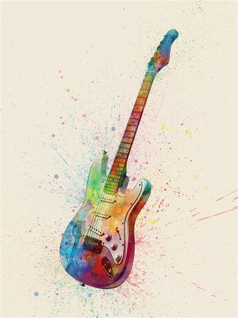 Electric Guitar Abstract Watercolor Digital Art By Michael Tompsett