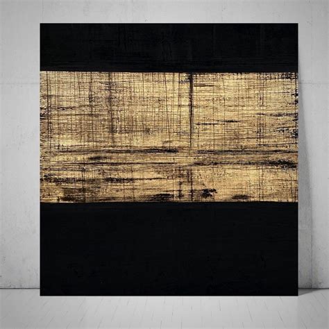 Abstract Painting Contemporary Art Black Gold Textured Gold Abstract
