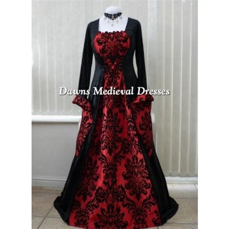 Medieval Gothic Black And Bold Red Dress Medieval Dresses And Gowns For Weddings Handfasting