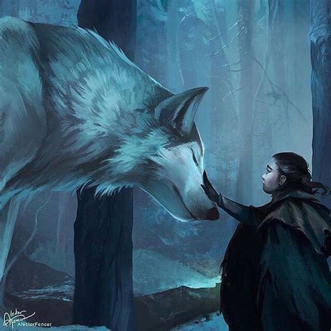 Arya And Nymeria Fanart 💙 By Alectorfencer Anime Wolf Mythical