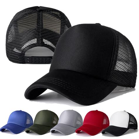 Unisex Cap Casual Plain Mesh Baseball Cap Adjustable Snapback Hat For